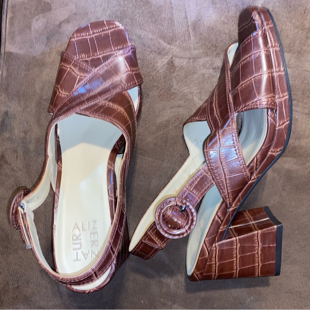 Naturalizer Renly Crocco Brown Slingback 3” Heel Size 9.5 - Picture 5 of 10